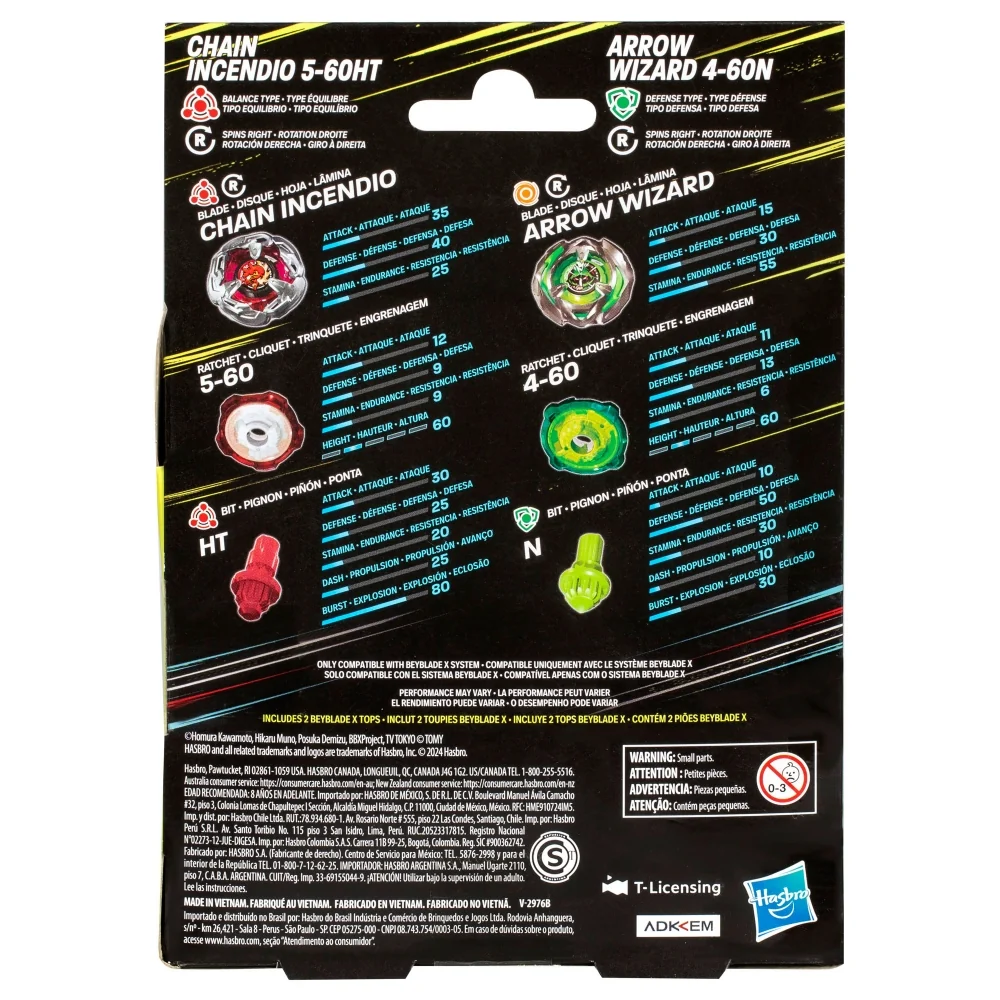 Hasbro Beyblade X | Chain Incendio & Arrow Wizard Dual Pack | G0196 - Image 3