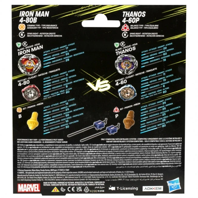 Hasbro Beyblade X | Iron Man 4-80B and Thanos 4-60B | G0287 - Image 2