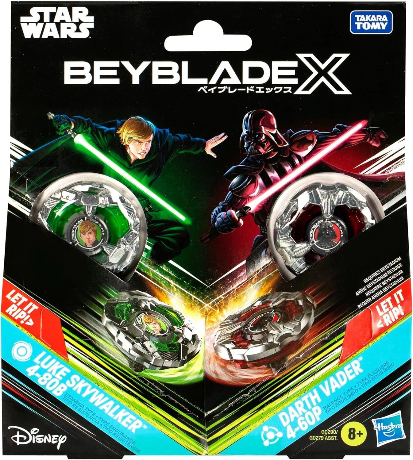 Hasbro Beyblade X | Luke Skywalker 4-80B and Darth Vader 4-60P | G0290