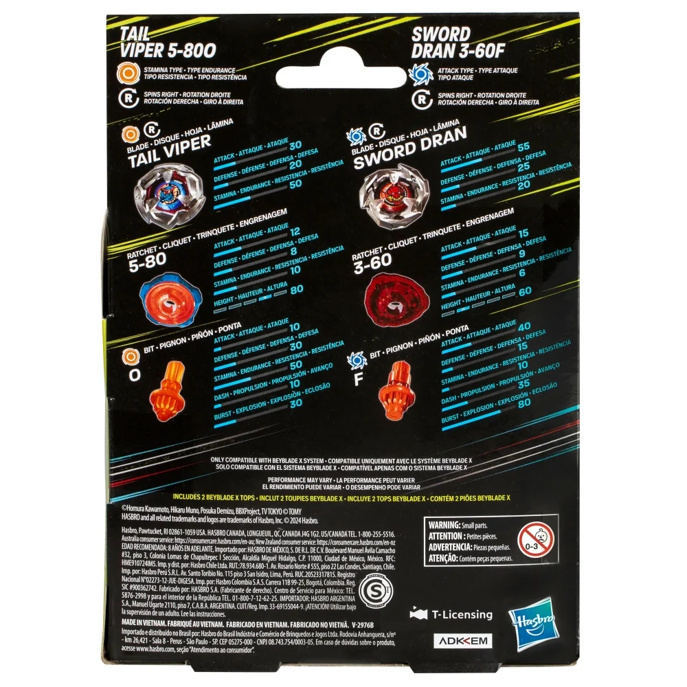 Hasbro Beyblade X | Tail Viper & Sword Dran Dual Pack | G0197 - Image 3